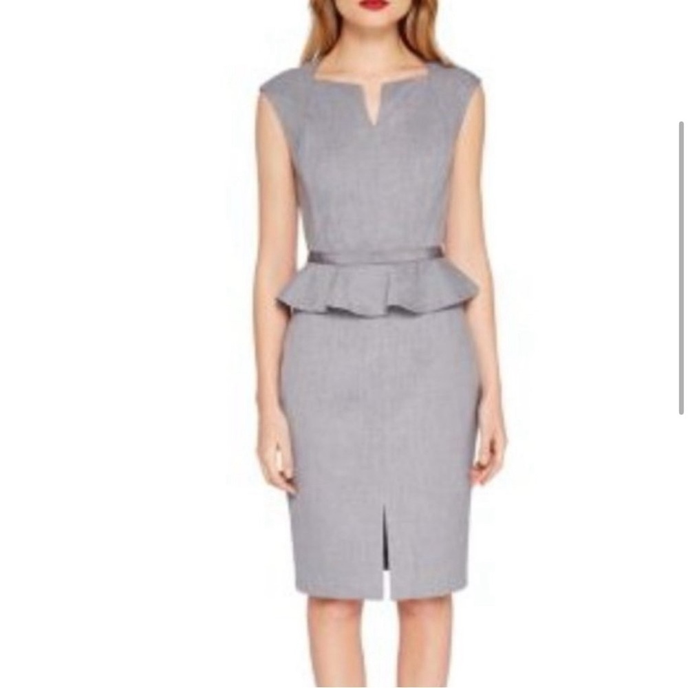 Ted Baker Grey Peplum Sheath Dress